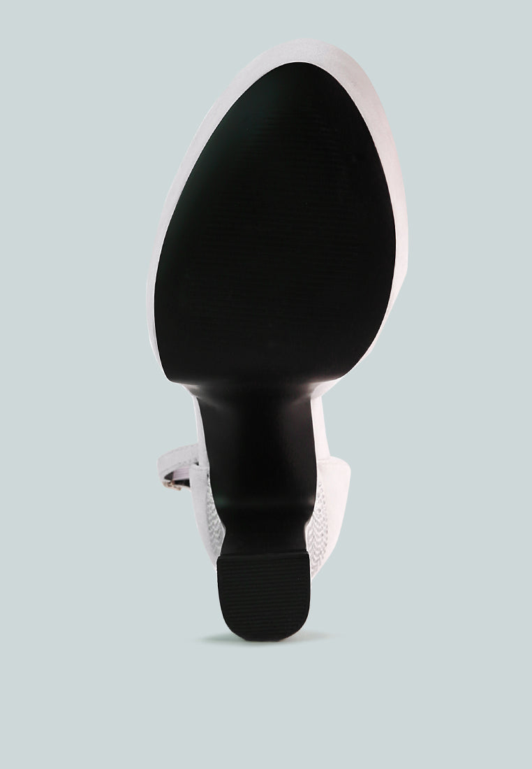 Beaty High Block Heeled Diamante Stud Sandals