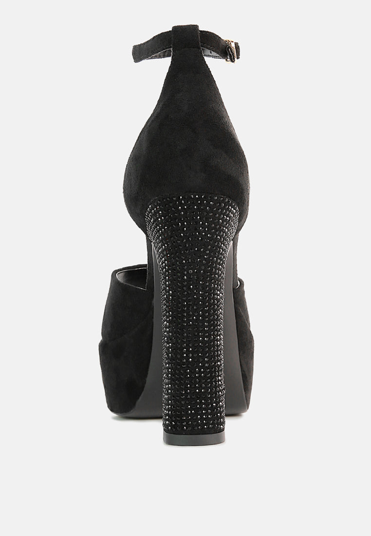 Beaty High Block Heeled Diamante Stud Sandals