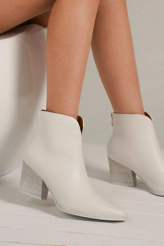 Mayfair PU Leather Block Heel Boots with Back Zippers - By Baano