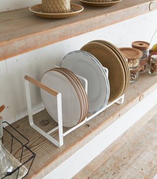 Vertical Plate Organizer - Steel + Wood - By Baano