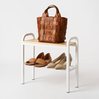 Shoe Organizer & Bench (18" H)  - Steel + Wood - By Baano