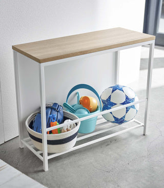Entryway Storage Organizer & Bench (18" H)  - Steel + Wood - By Baano