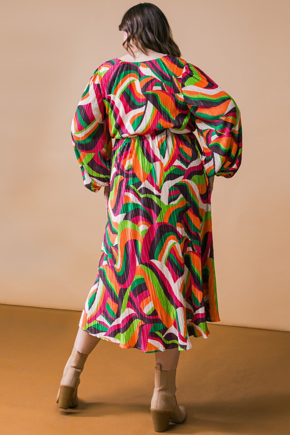 DESTINED TO IMPRESS PLISSE MIDI DRESS - By Baano