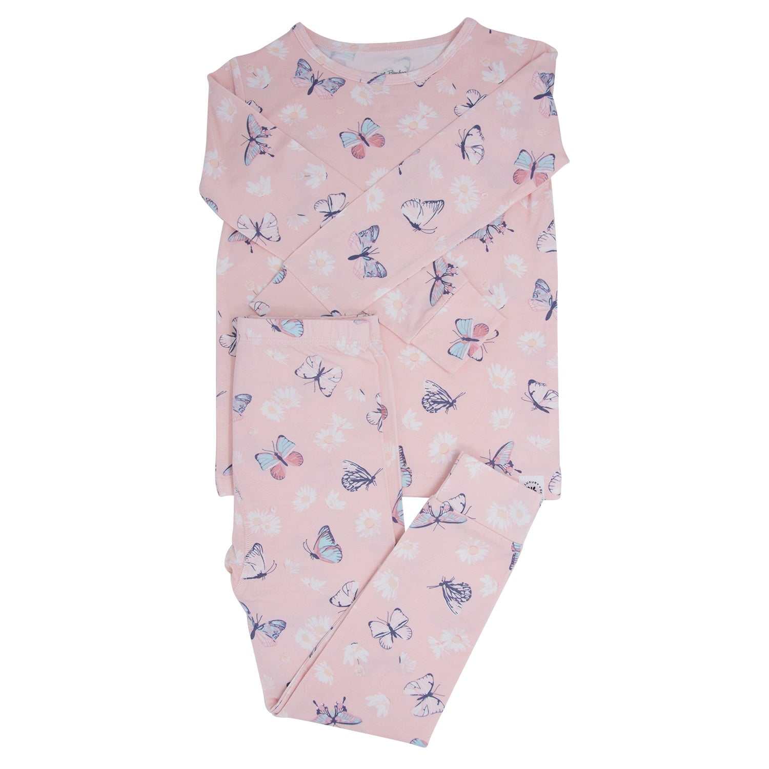 Pink Butterfly Daisy Bamboo Big Kid Pajama Set - By Baano