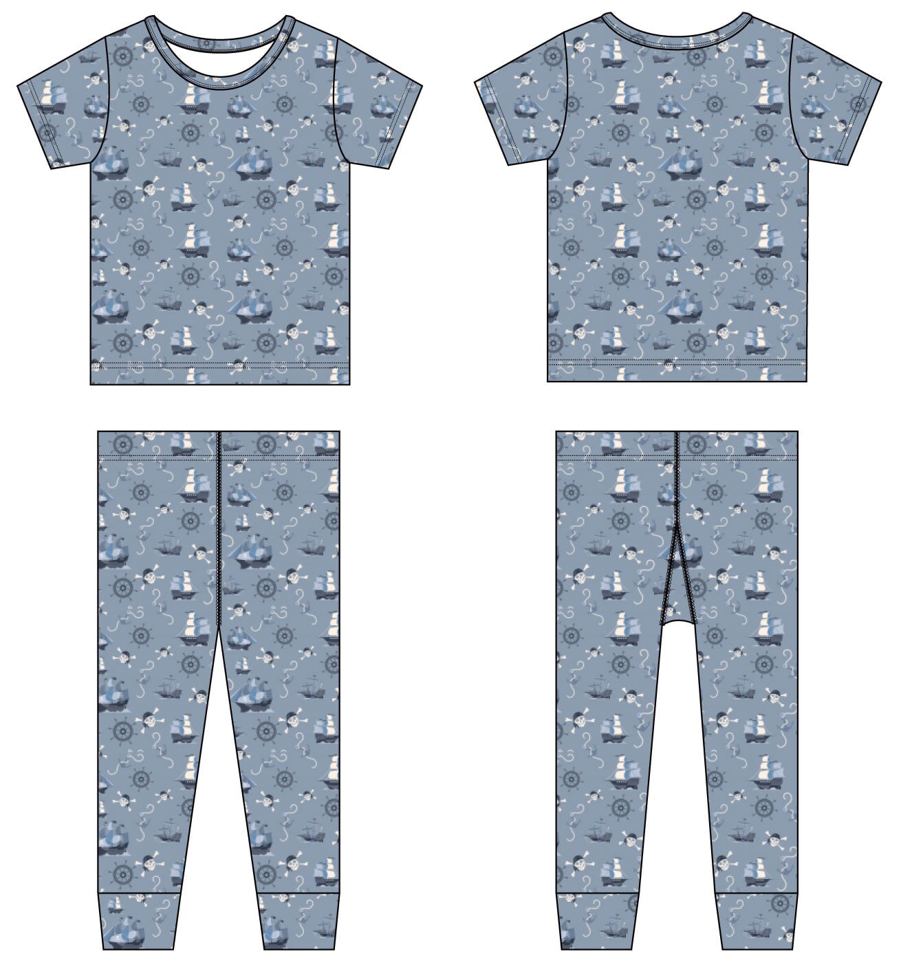 Pirate Ships Big Kid Pajama S/S - By Baano