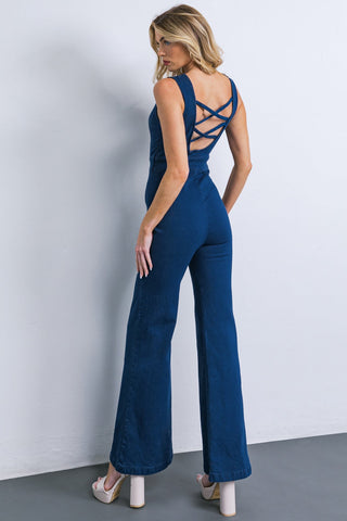 KISS AND WON'T TELL DENIM JUMPSUIT - By Baano