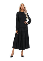 Black Tiered Midi Dress Outfit Set