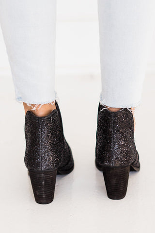 Fiera Glitter Booties in Black - By Baano