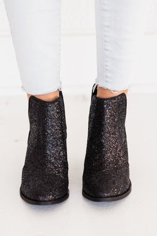 Fiera Glitter Booties in Black - By Baano