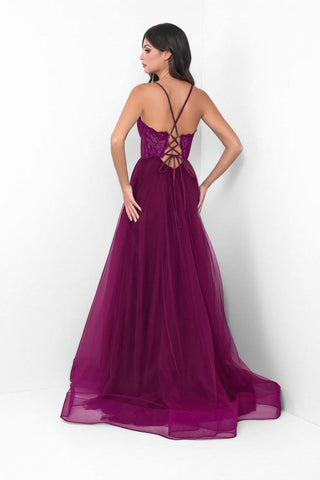 Dani Gown - Mulberry - Tulle A-Line Lace Dress - By Baano