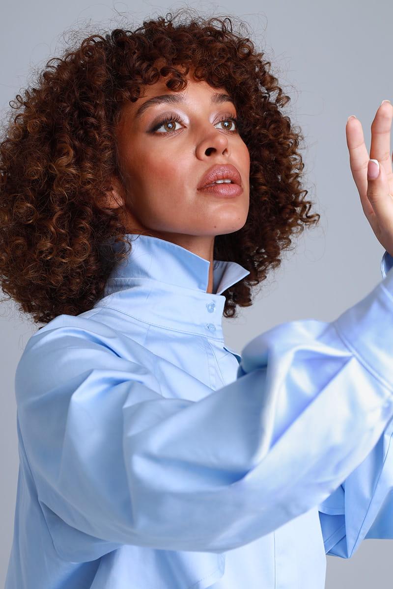 Diva Business Style Blue Organic Cotton Shirt ETNA