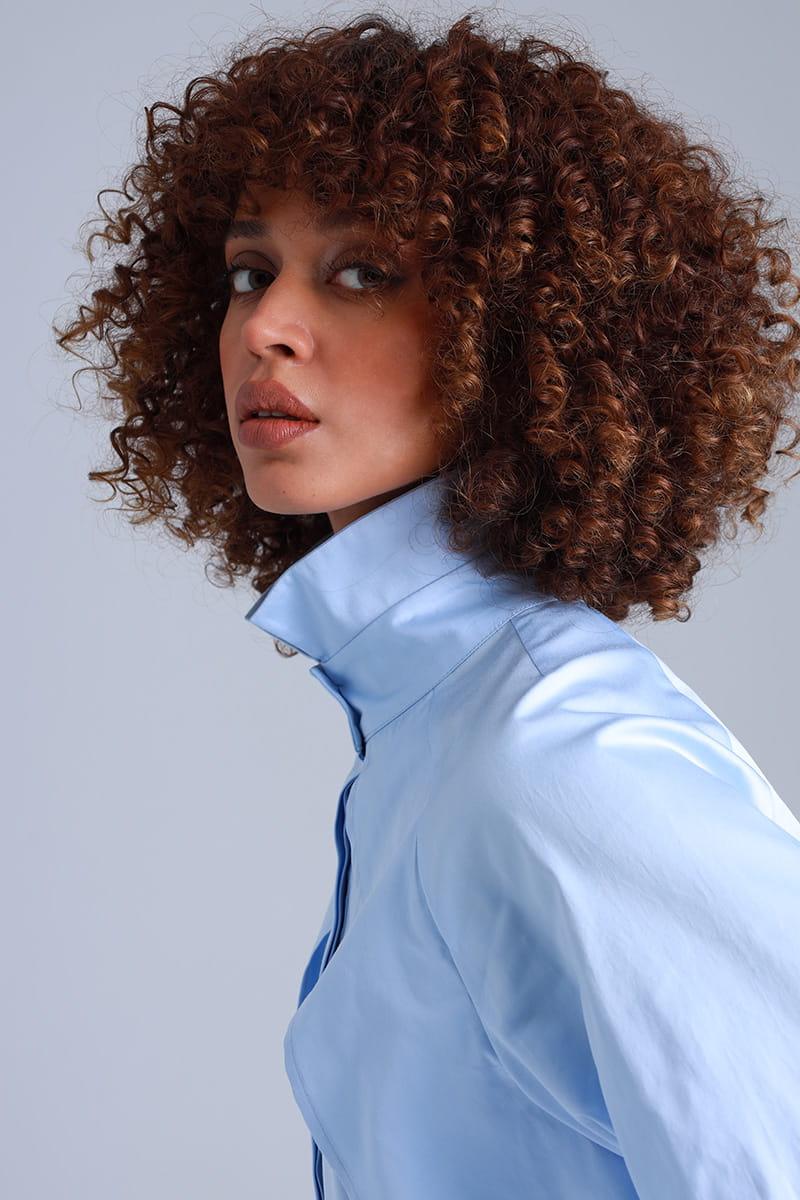 Diva Business Style Blue Organic Cotton Shirt ETNA