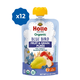 Holle Baby Food Pouches - Organic Fruit & Grain Puree - Blue Bird
