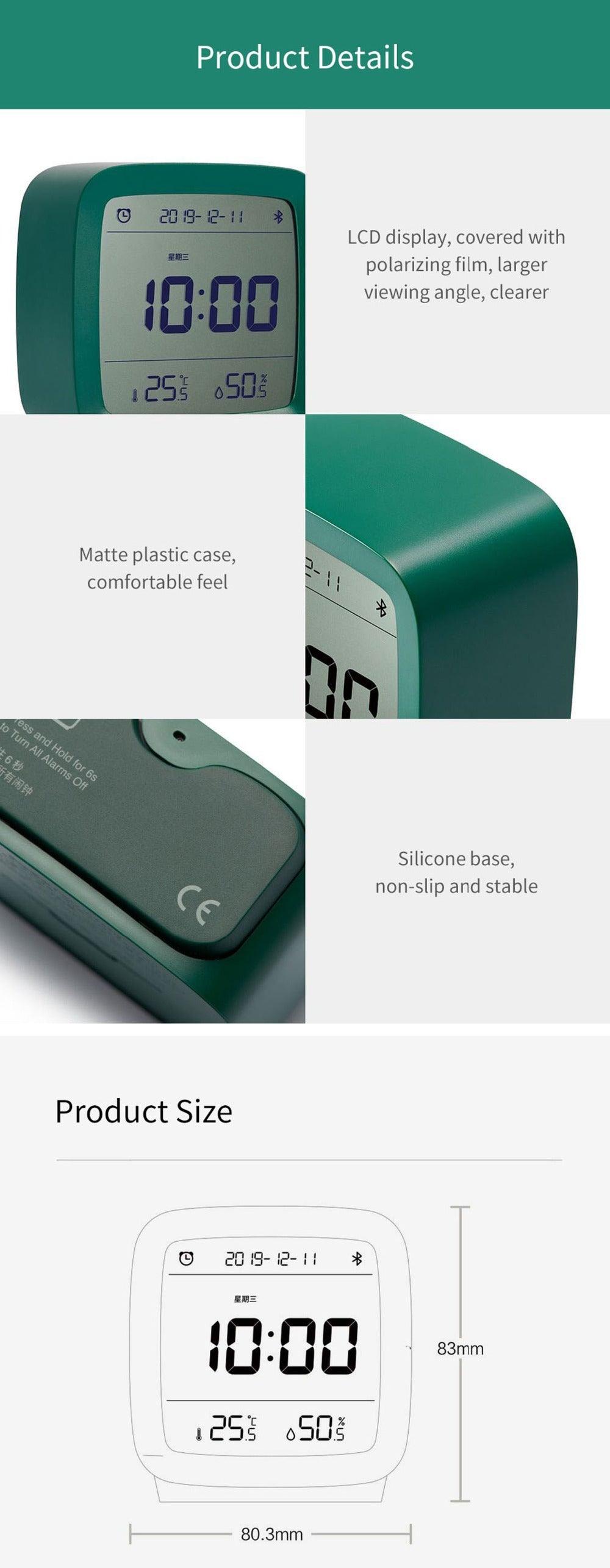 Bluetooth Alarm Clock Temperature Humidity Display LCD Screen Adjustable Clock Dual Alarm Clock with Night Light, Alarm Clock for Kids Small Alarm Clock for Home Bedroom Travel USB Powered Cute Design Nightlight With APP Smart Home Stevvex