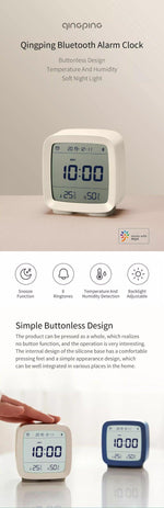 Bluetooth Alarm Clock Temperature Humidity Display LCD Screen Adjustable Clock Dual Alarm Clock with Night Light, Alarm Clock for Kids Small Alarm Clock for Home Bedroom Travel USB Powered Cute Design Nightlight With APP Smart Home Stevvex