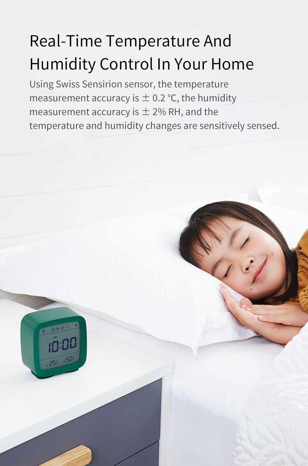 Bluetooth Alarm Clock Temperature Humidity Display LCD Screen Adjustable Clock Dual Alarm Clock with Night Light, Alarm Clock for Kids Small Alarm Clock for Home Bedroom Travel USB Powered Cute Design Nightlight With APP Smart Home Stevvex