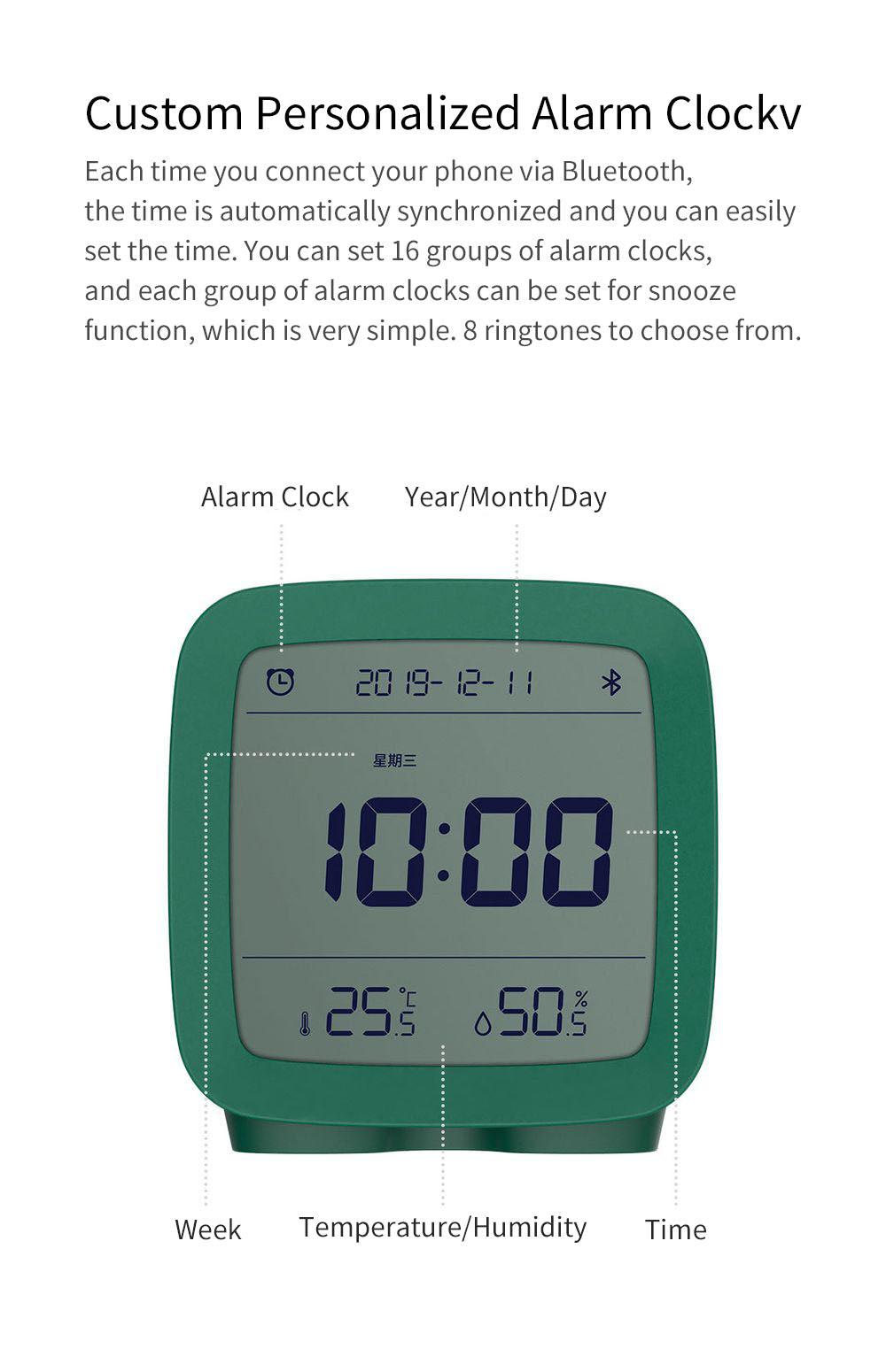 Bluetooth Alarm Clock Temperature Humidity Display LCD Screen Adjustable Clock Dual Alarm Clock with Night Light, Alarm Clock for Kids Small Alarm Clock for Home Bedroom Travel USB Powered Cute Design Nightlight With APP Smart Home Stevvex