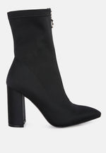 Bobbettes Block Heeled Microfiber Ankle Boot