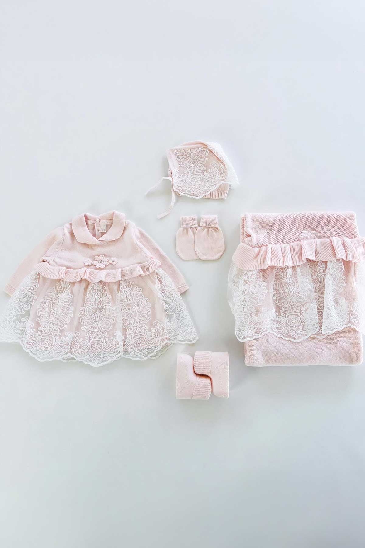 Brea Pink Knit Newborn Coming Home Set (5 Pcs) - By Baano