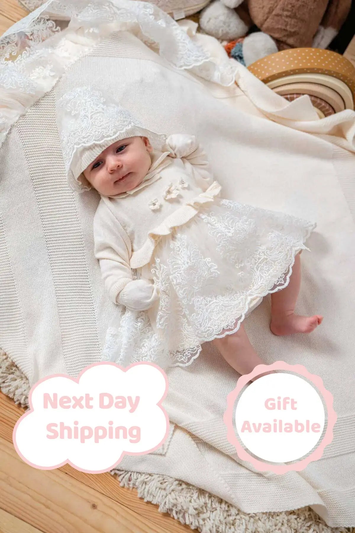 Brea Cream Knit Newborn Coming Home Set (5 Pcs) - By Baano