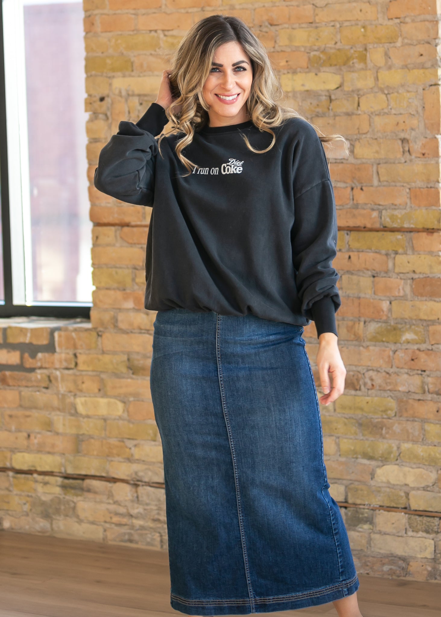 Bria Dark Wash Denim Maxi Skirt