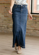 Bria Dark Wash Denim Maxi Skirt