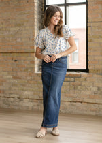 Bria Dark Wash Denim Maxi Skirt