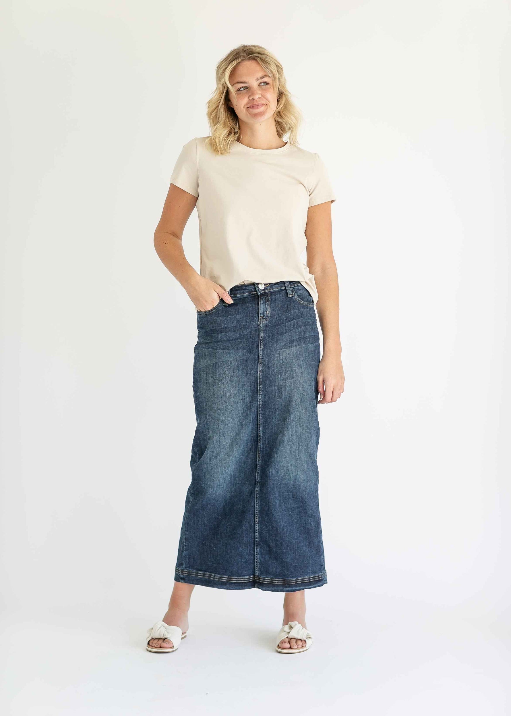 Bria Long Denim Maxi Skirt