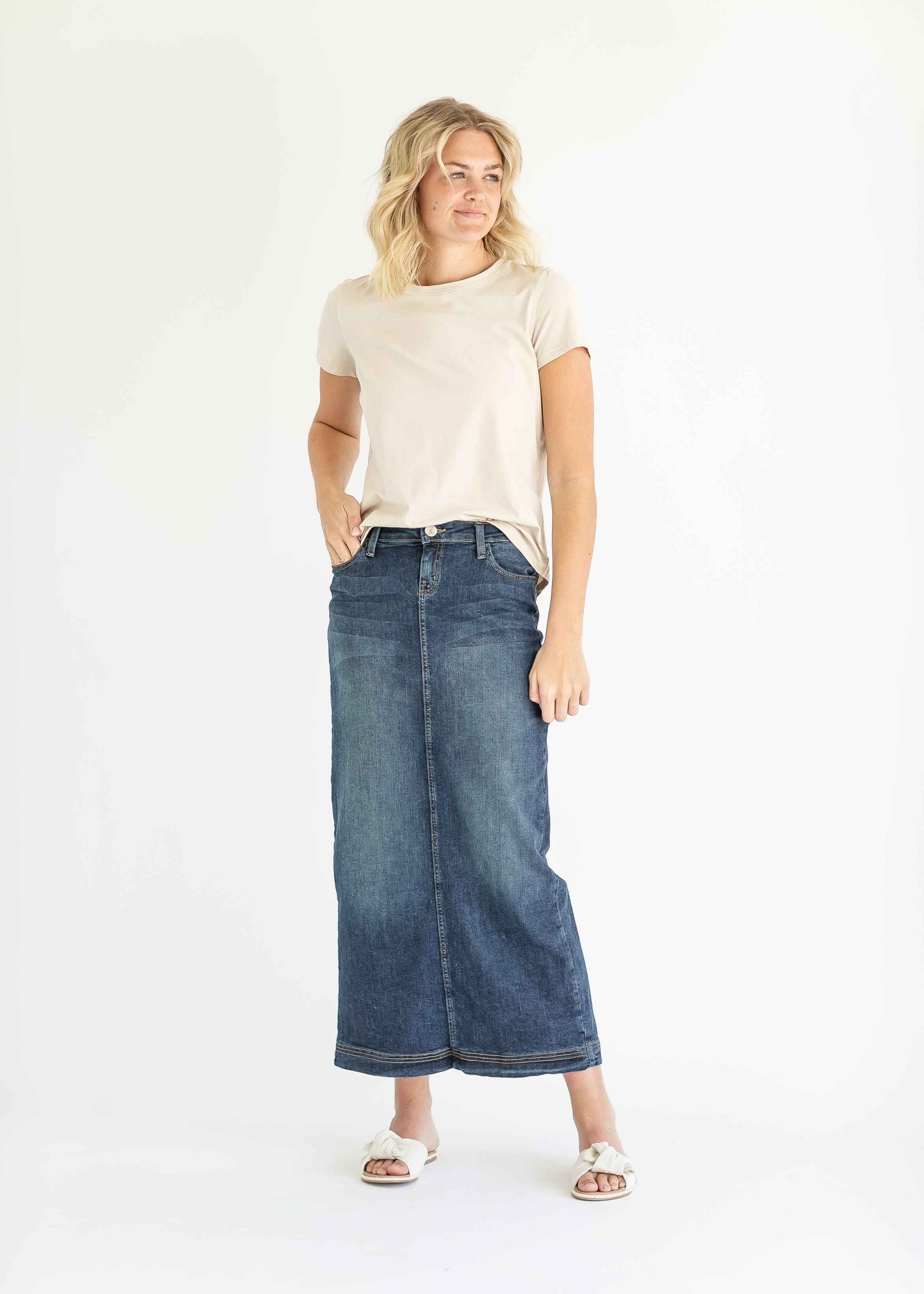 Bria Long Denim Maxi Skirt