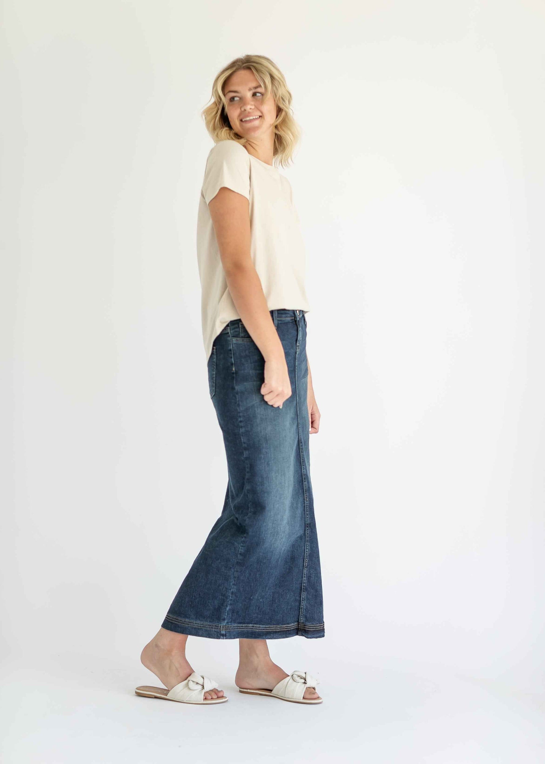Bria Long Denim Maxi Skirt