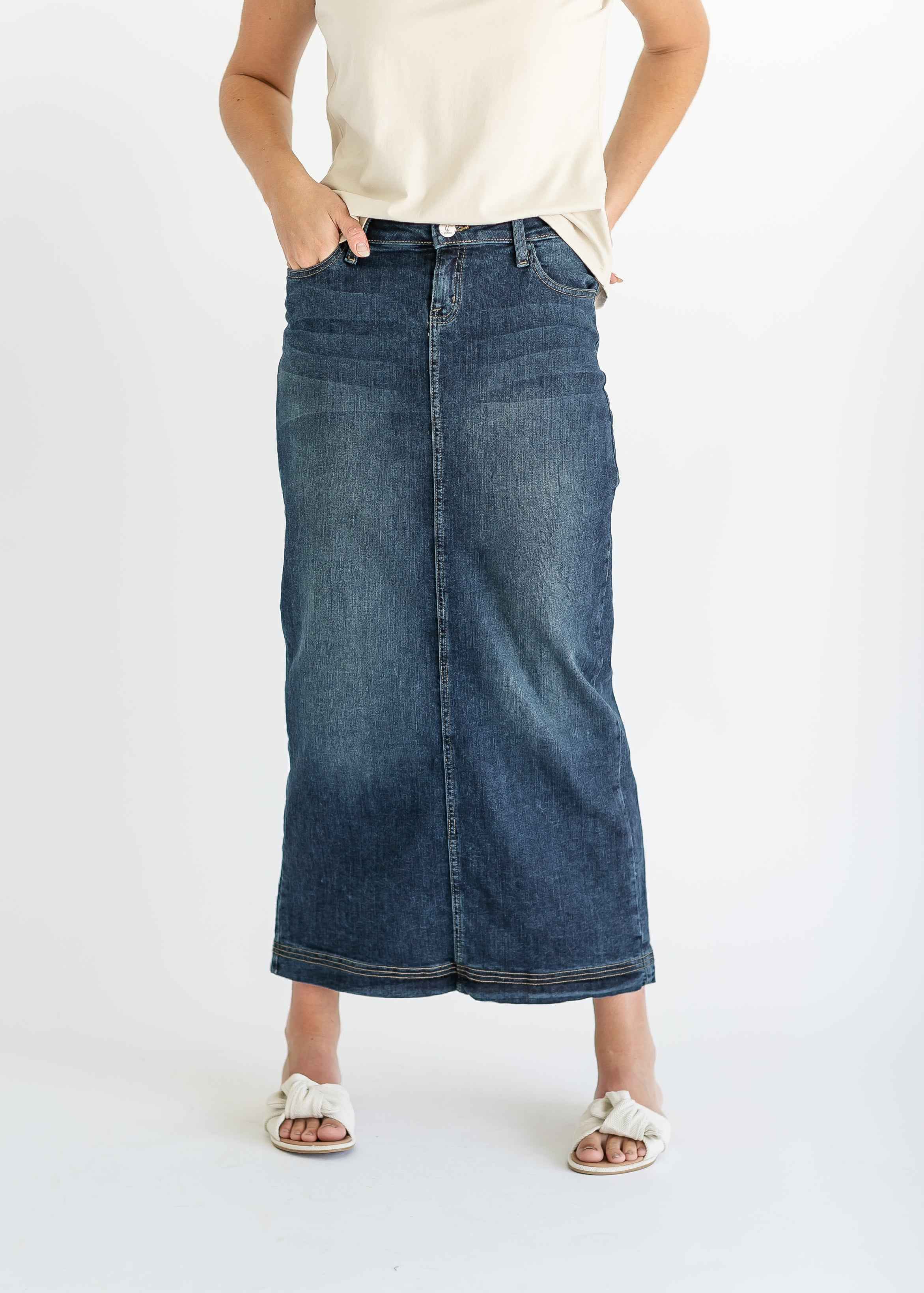 Bria Long Denim Maxi Skirt