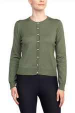 Esperanza NY Crew Neck Button Down Long Sleeve Solid Knit Cardigan - Glamourous Grace