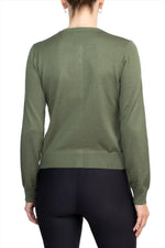 Esperanza NY Crew Neck Button Down Long Sleeve Solid Knit Cardigan - Glamourous Grace