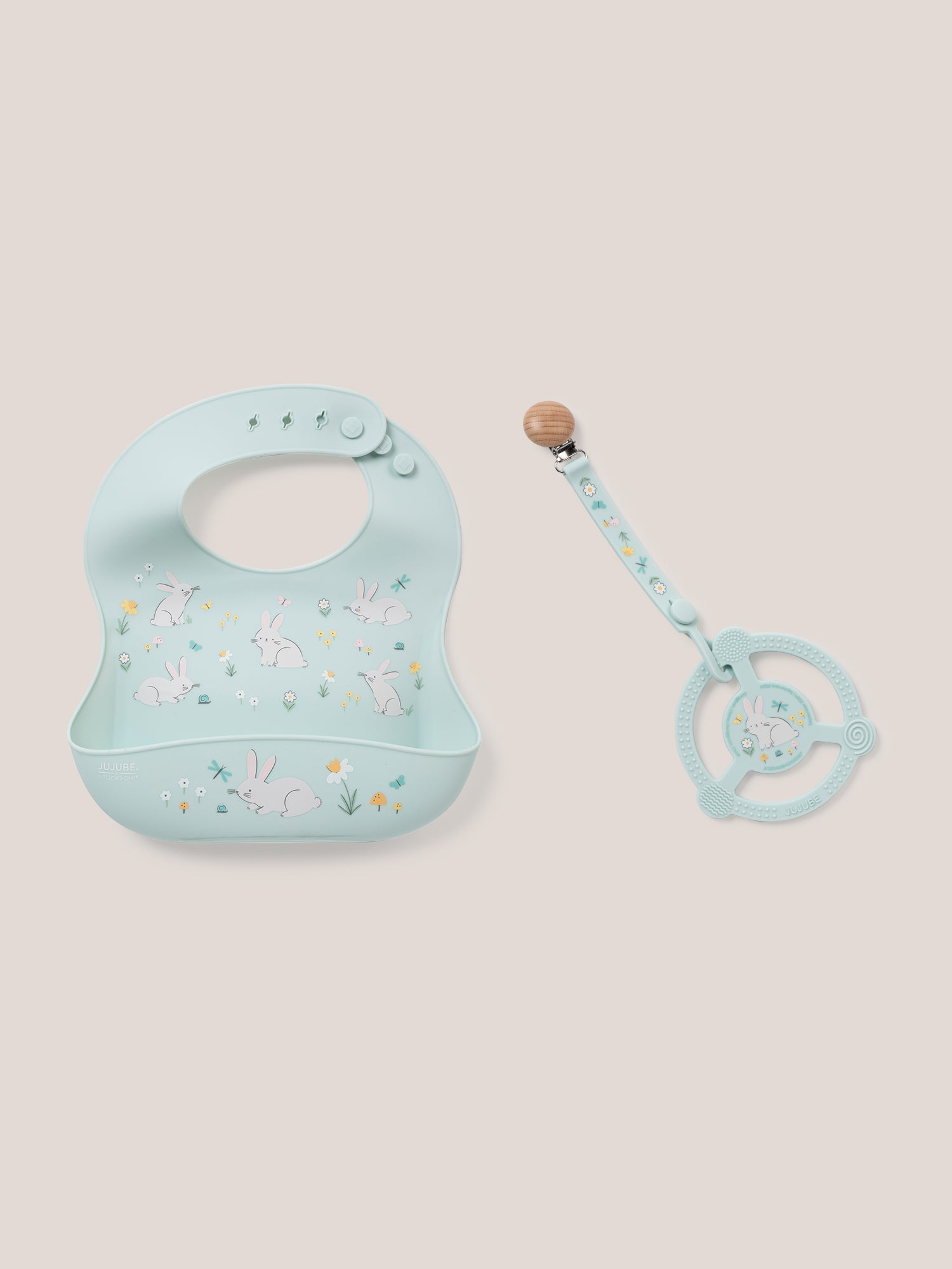 Bib and Teether Baby Bundle - Bunny Hollow - By Baano