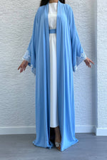 Dazzling Two-Piece Lace Sleeve Abaya - Glamourous Grace