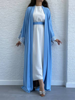 Dazzling Two-Piece Lace Sleeve Abaya - Glamourous Grace