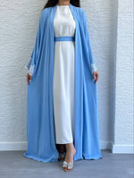 Dazzling Two-Piece Lace Sleeve Abaya - Glamourous Grace