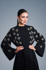 Handmade Crystal Embellished Motifs Abaya-Kimono - By Baano