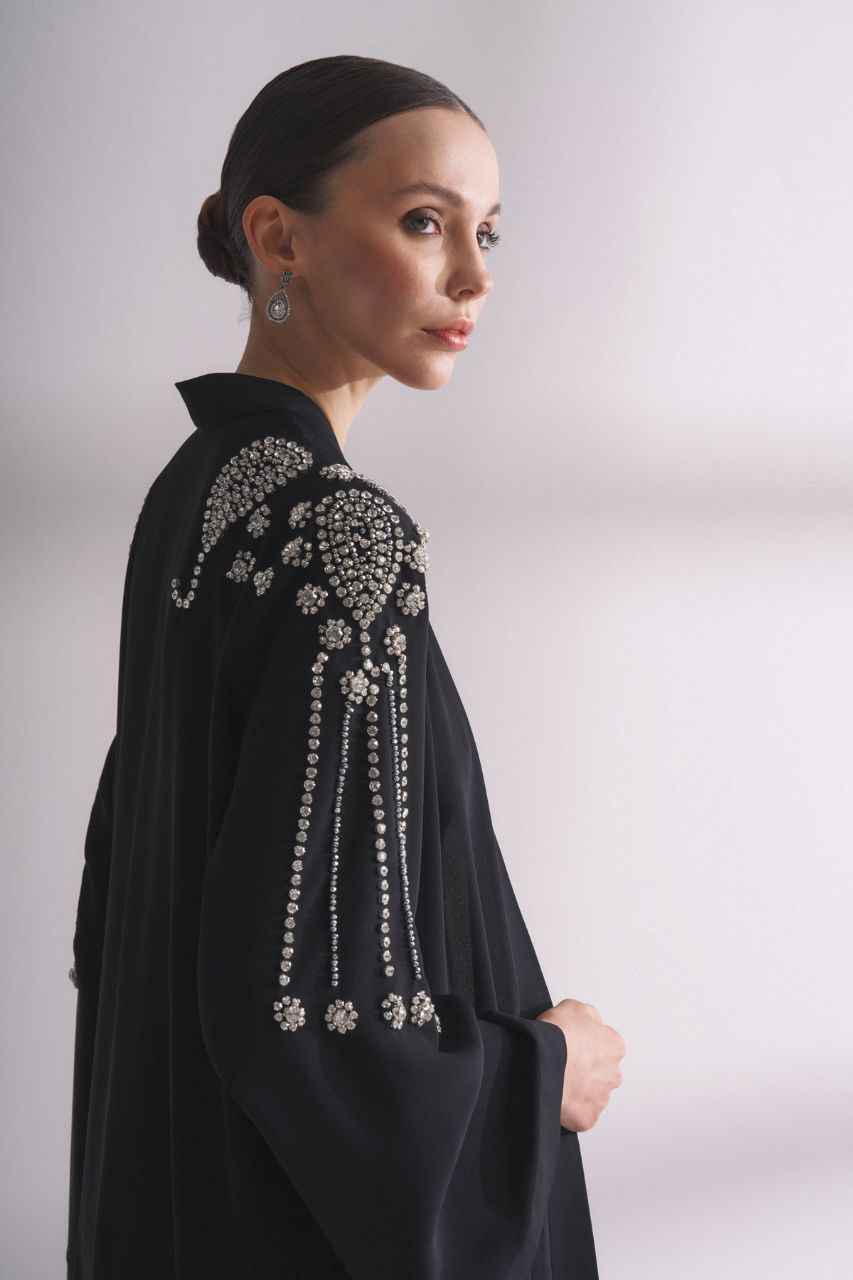 Zania Maxi Abaya With Sparkling Stone Work - Glamourous Grace