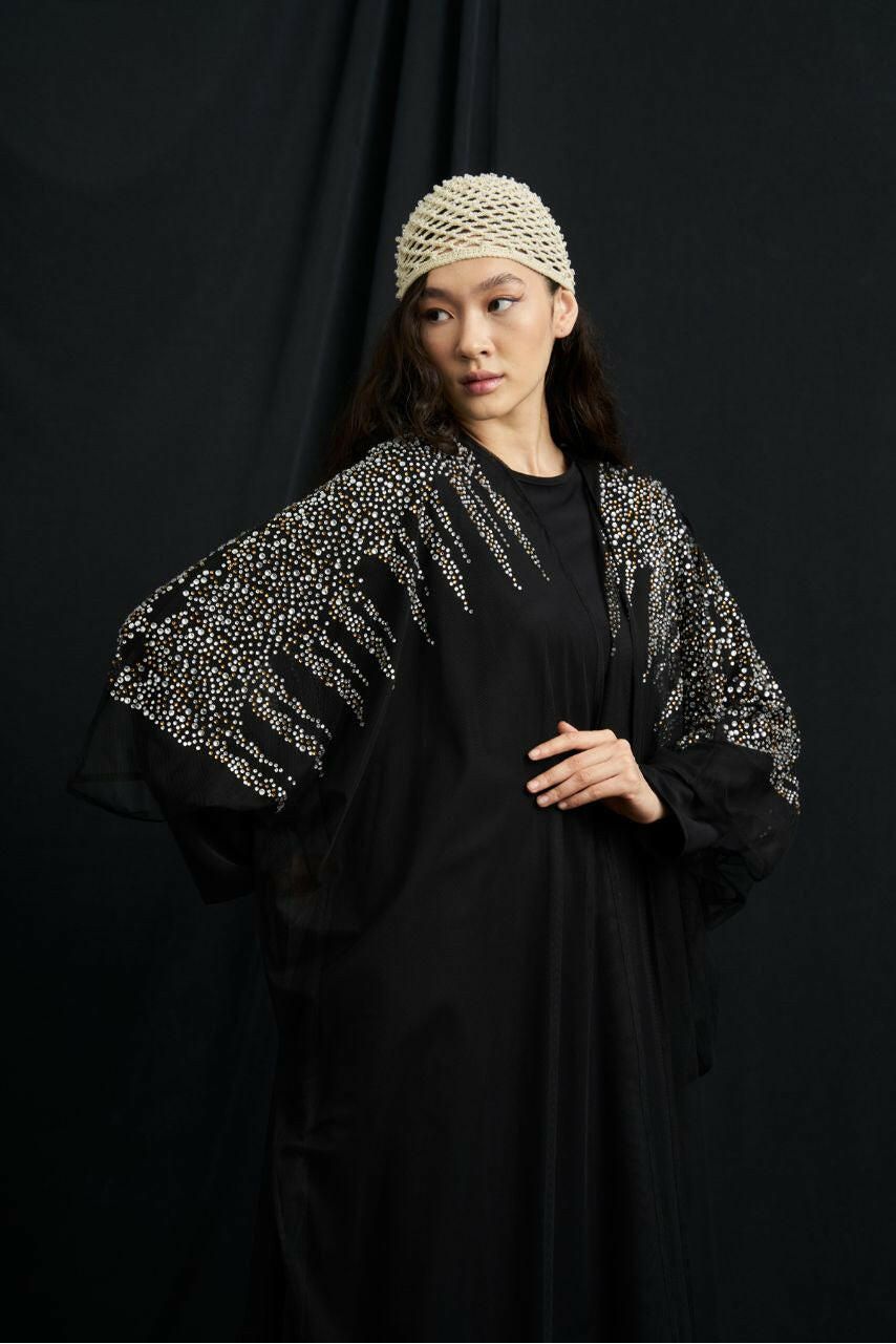 Louisa Decorated Sleeve Abaya - Kimono - Luxury at its finest - Glamourous Grace