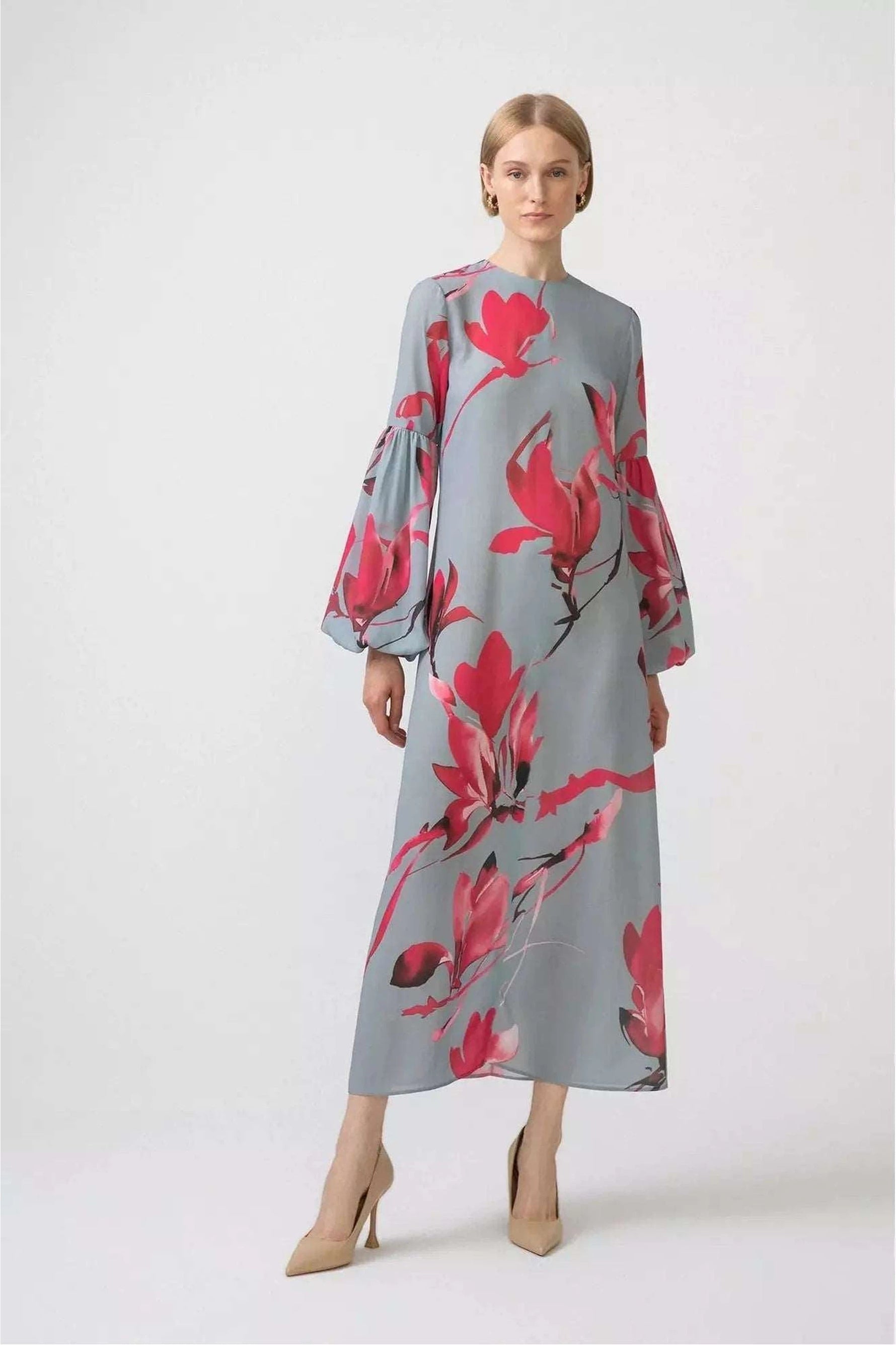 Balloon long sleeve Zara dress With Flowers - Glamourous Grace
