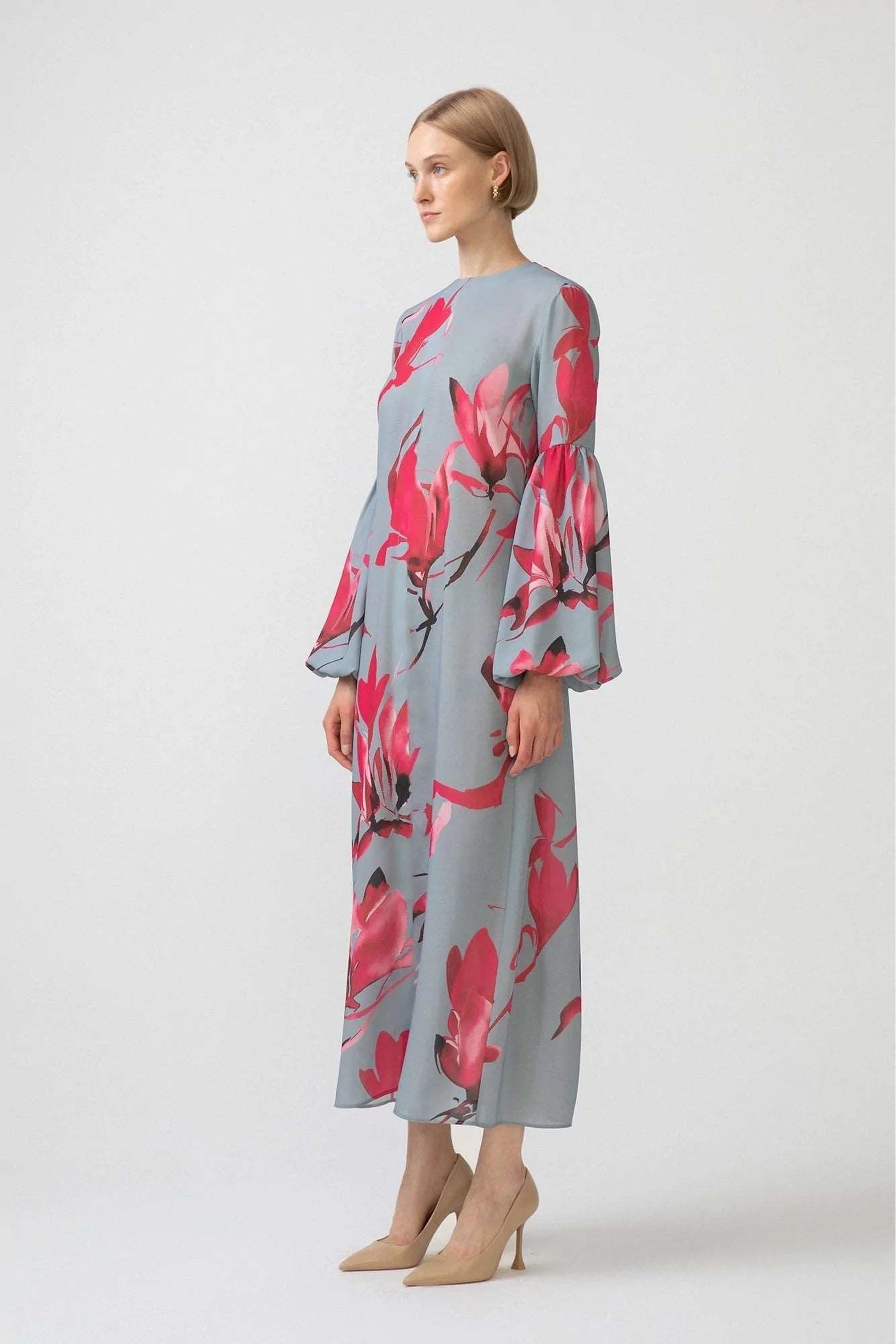 Balloon long sleeve Zara dress With Flowers - Glamourous Grace