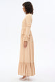 HIGH COLLAR LACE DRESS - Beige - By Baano