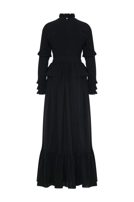 HIGH COLLAR LACE DRESS - Beige - By Baano