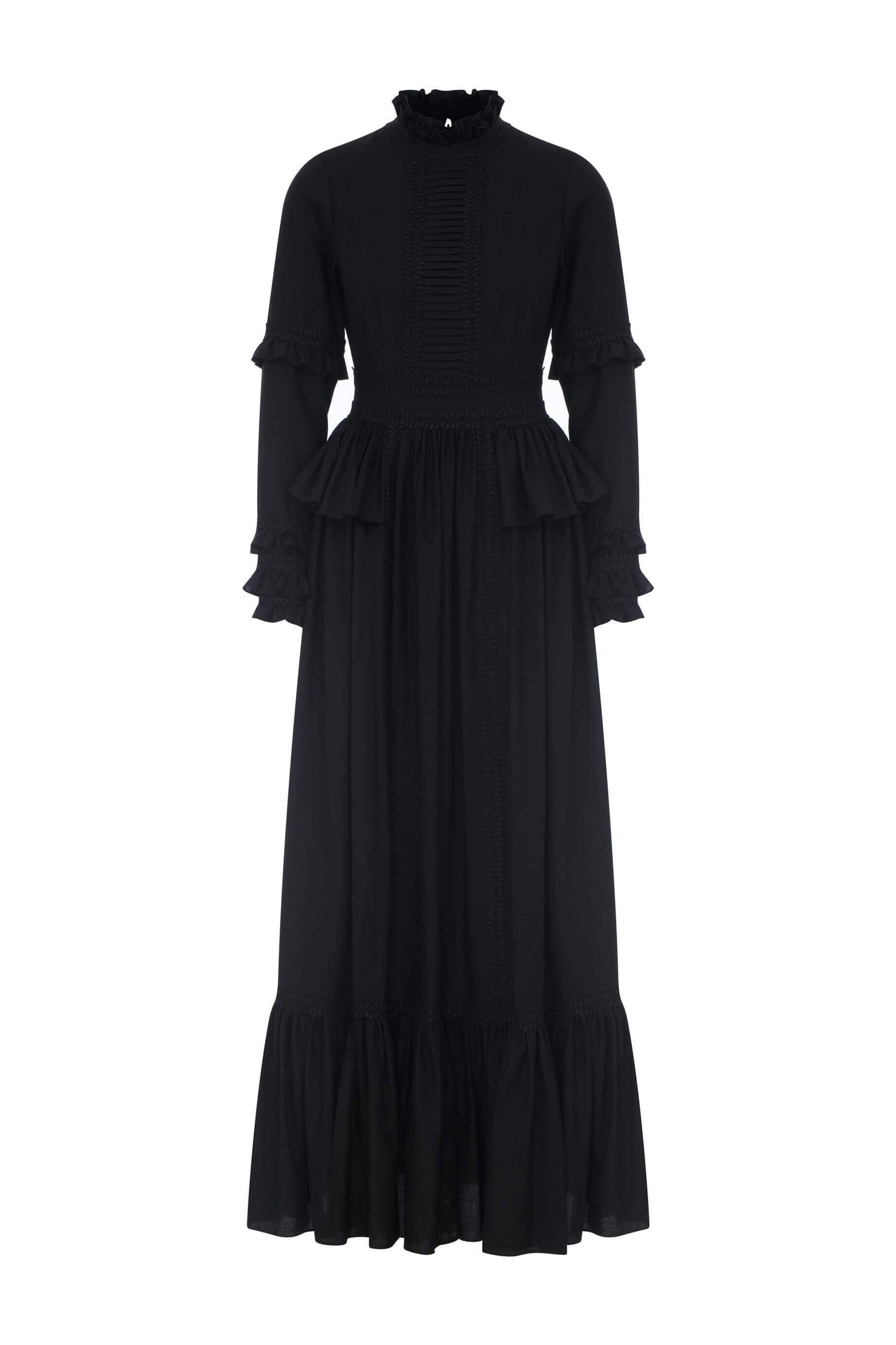 HIGH COLLAR LACE DRESS - Beige - By Baano