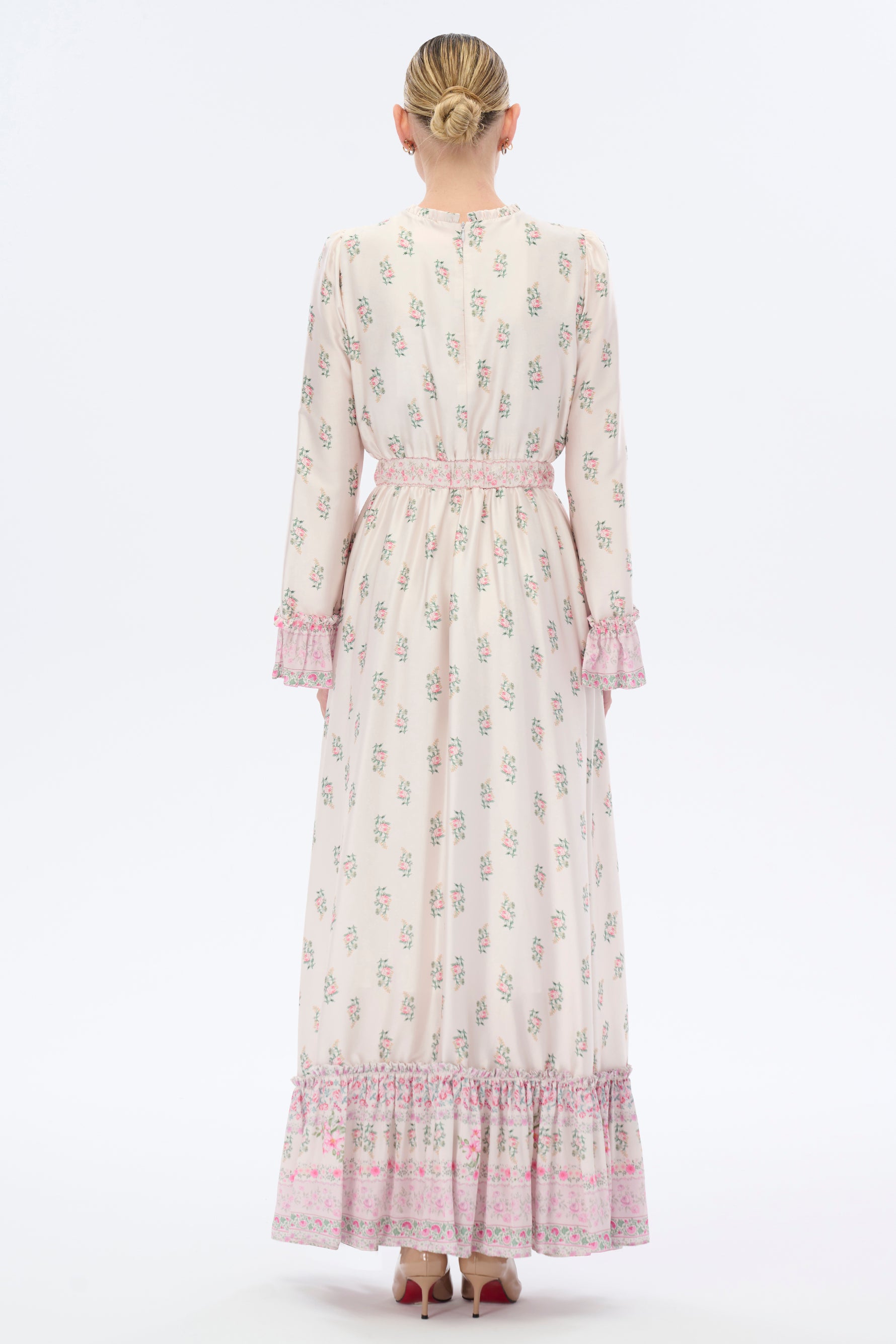 Frill Long Maxi Dress with Long Sleeves - Glamourous Grace