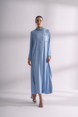 Hamdan Abaya with Rhinestones - Jewel Neck - By Baano