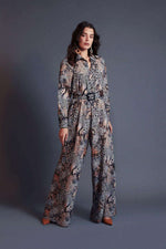 Ella Leather Piped Leopard Print Jumpsuit - Modest Rompers - By Baano
