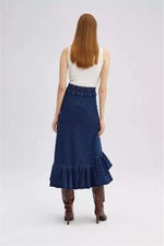 Denim Skirt with Side Details - By Baano