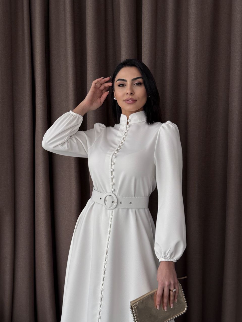 White Temple Maxi Dress With Long Sleeves - Glamourous Grace